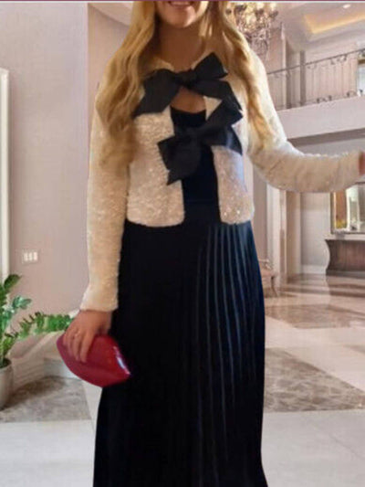 Clara's Stijlvolle Strik-Sequin Jas