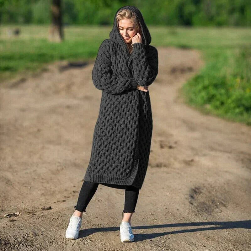 ESTHER - Wollen Cardigan Vest Met Capuchon