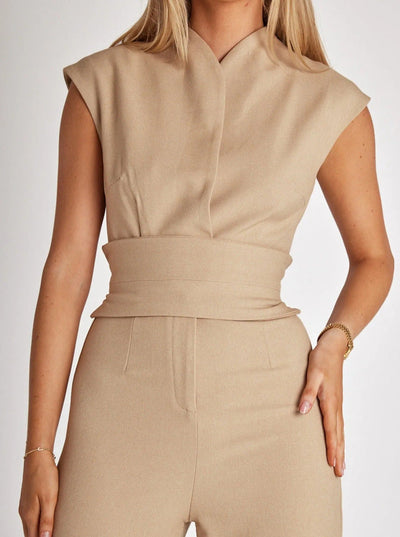 ODD - Mouwloze Jumpsuit Met Wijde Pijpen