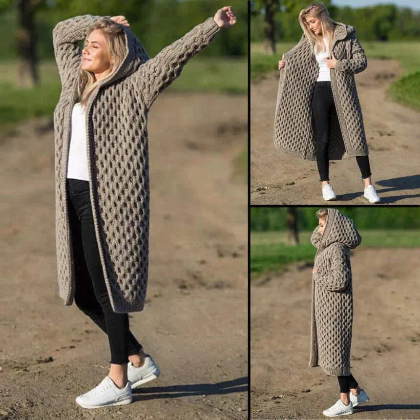 ESTHER - Wollen Cardigan Vest Met Capuchon